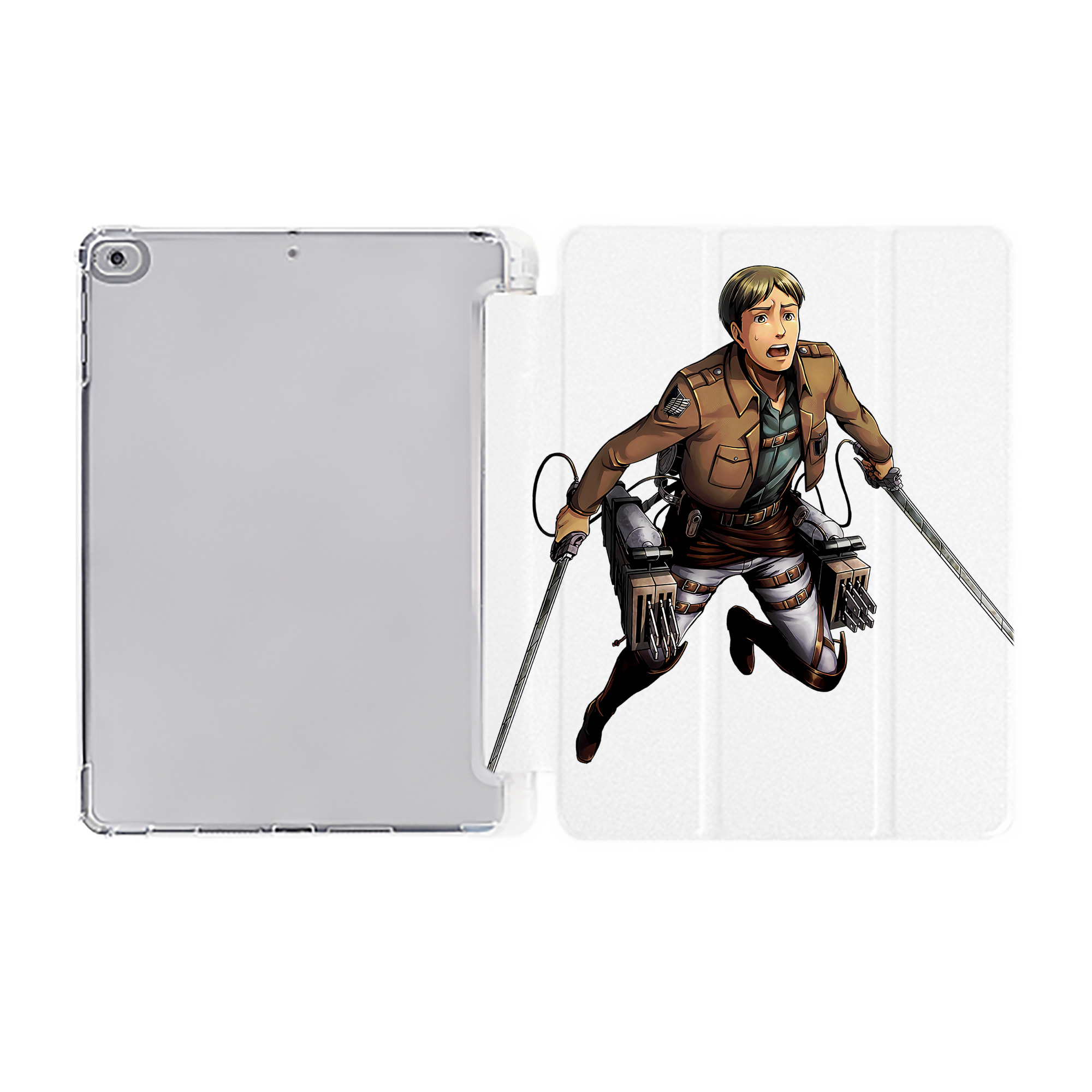 （画像用） 進撃の巨人 Attack on Titan IPad ケース ペン収納付き 三つ折りスタンド PUレザー×シリコン 対応機種9.5/10.5/10.9インチ